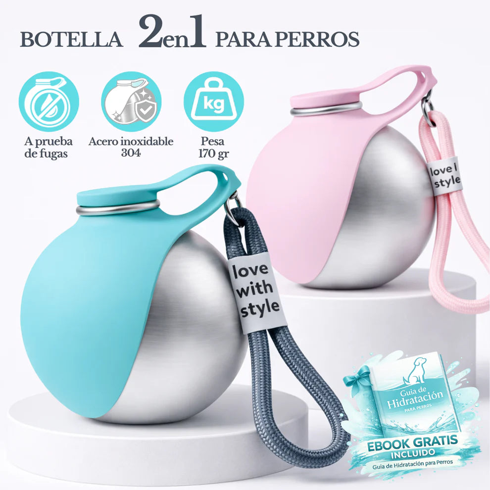 2-in-1 Portable Dog Water Bottle for Small Dogs - Leak-Proof